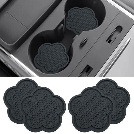4 posavasos para automóvil, tapete antideslizante con forma
