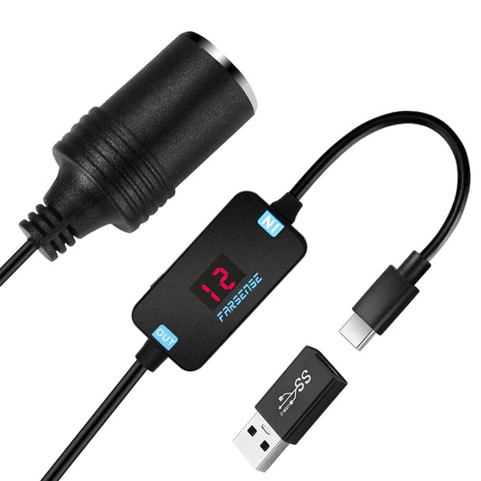 FARSENSE Adaptador USB A a 12 V para encendedor de cigarrill