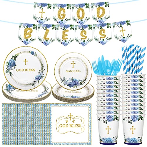 Zubebe 193 platos de bautismo y servilletas, suministros de