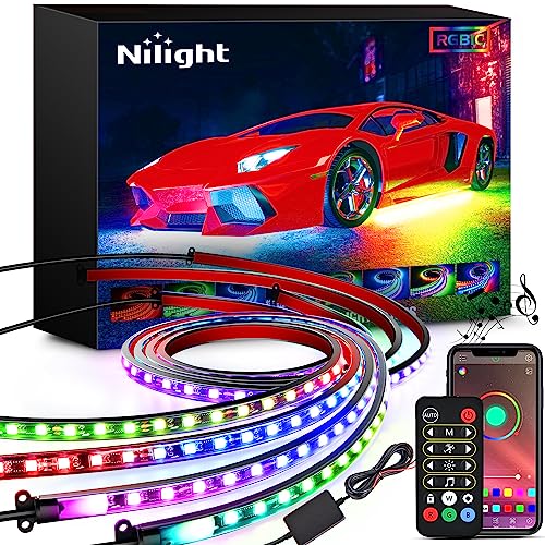 Nilight 4 tiras de luces de neón para automóvil, 256 LED, RG