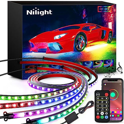 Nilight 4 tiras de luces de neón para automóvil, 256 LED, RG