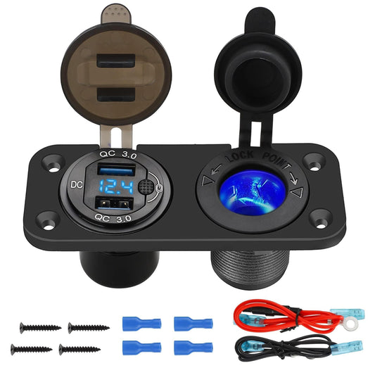 Linkstyle Panel de enchufe de cargador de 12 V, puerto USB-A