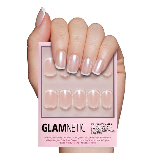 Glamnetic Uñas a presión La Perle | Uñas blancas Squoval con