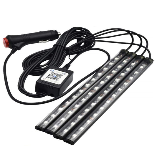 Luces LED para automóvil, 4 unidades, 48 luces LED RGB Bluet