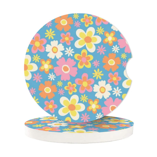 Posavasos absorbentes de flores hippie vintage, portavasos p