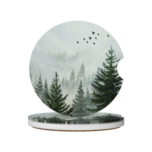 Portavasos de automóvil con diseño de bosque, paquete de 2 p