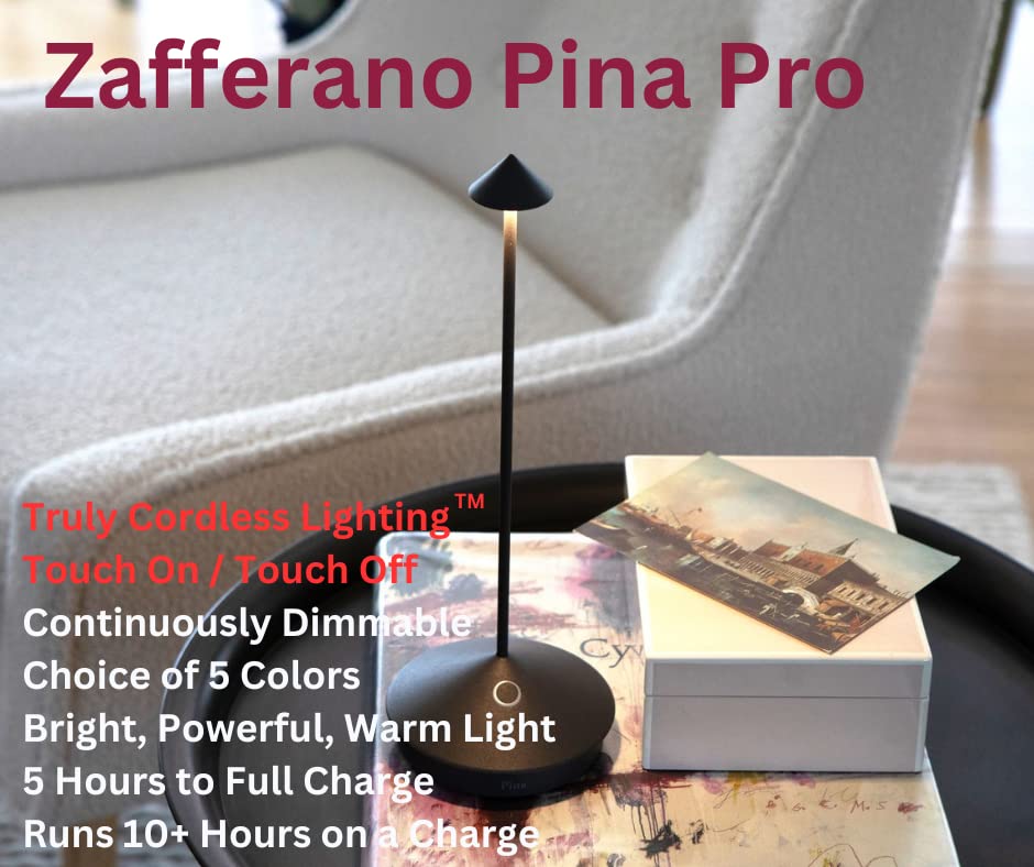 Zafferano Pina Pro - Lámpara de mesa LED inalámbrica (alumin