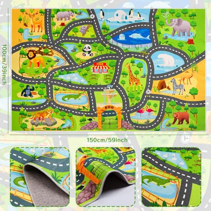 Alfombra de camino de animales para niños, 59 x 39.4 pulgada