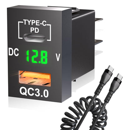 Cargador de coche con puerto USB C QC3.0 para Toyota, adapta