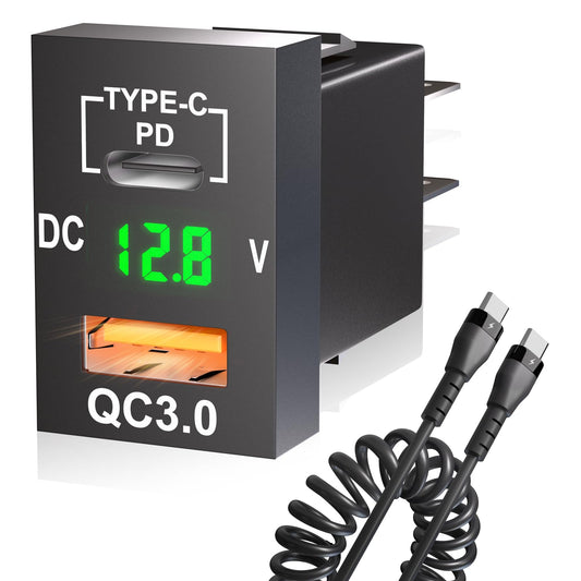 Cargador de coche con puerto USB C QC3.0 para Toyota, adapta