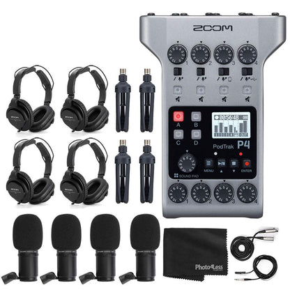 Zoom PodTrak P4 - Grabadora portátil de podcasts multipista