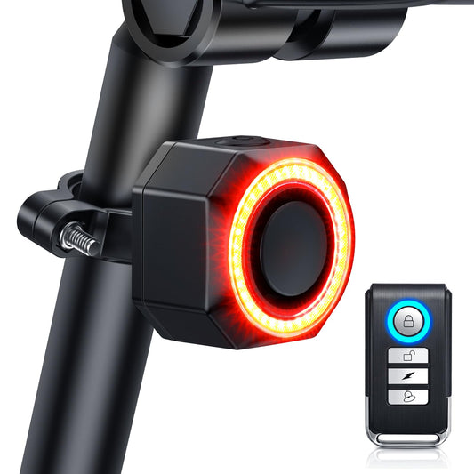 Luz trasera inteligente para bicicleta con alarma antirrobo,