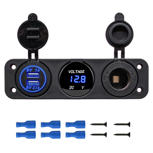 Panel de cargador 3 en 1 de salida USB de 12 V, salida USB d