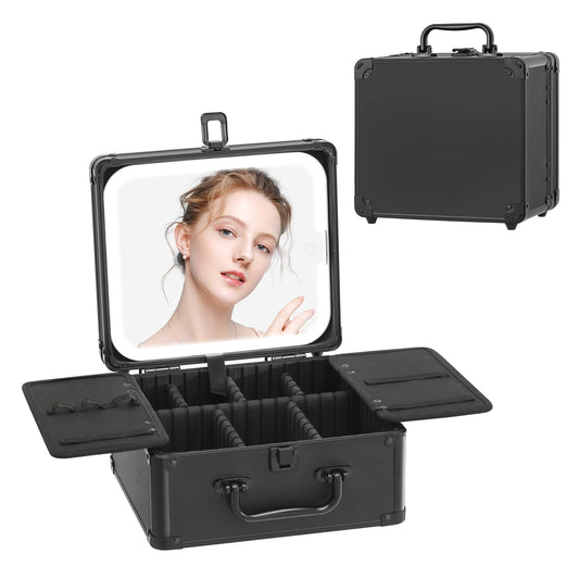 Leeora&Leekoo Caja de maquillaje con espejo LED y marco de a