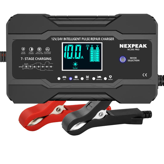 NEXPEAK Cargador de batería de coche de 10 amperios, 12 V y