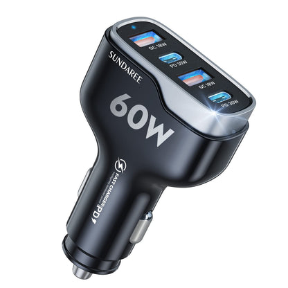 SUNDAREE Cargador de coche súper rápido, cargador de coche U