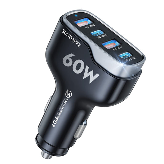 SUNDAREE Cargador de coche súper rápido, cargador de coche U