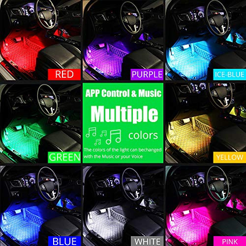 Luces LED para automóvil, 4 unidades, 48 luces LED RGB Bluet