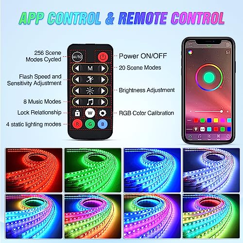 Nilight 6 tiras de luces de neón para automóvil, 300 LED, mu
