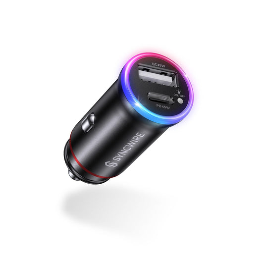 SYNCWIRE Cargador de coche USB C de 90 W [PD 45 W y QC 45 W]