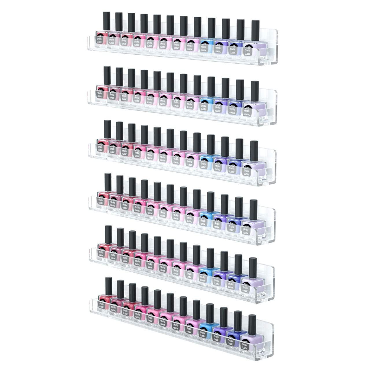 FEMELI Estante de pared para esmalte de uñas: 6 estantes de