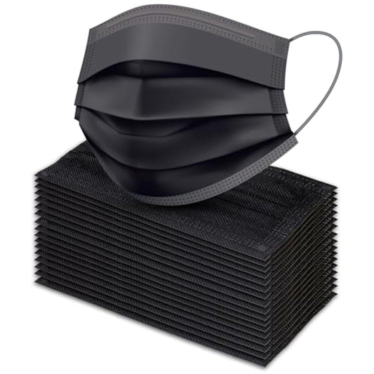 [Paquete de 100] Cubrebocas desechables negros de 3 capas pa