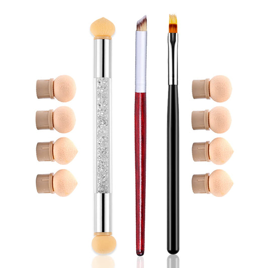 WOKOTO Juego de 3 pinceles de uñas ombré para uñas con 8 esp