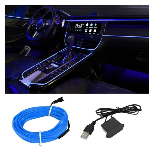 Tira de luces LED para interior de automóvil con cable EL, t
