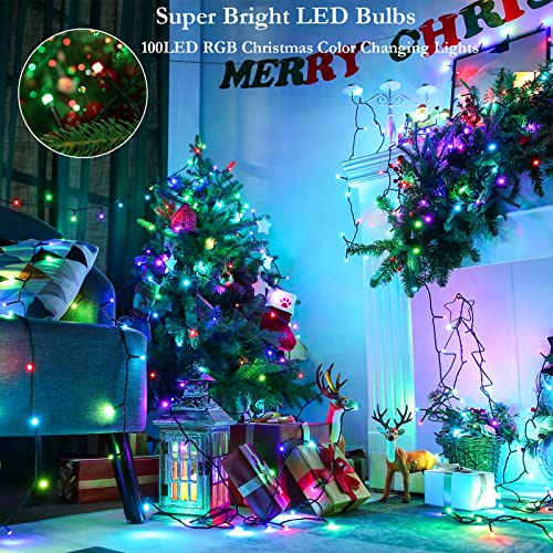 Joomer Luces de Navidad RGB que cambian de color, 33 pies, 1