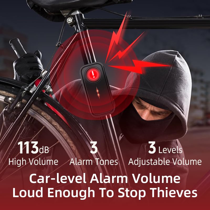 Vehículo Findable, alarma de bicicleta de 113 dB, sensor de