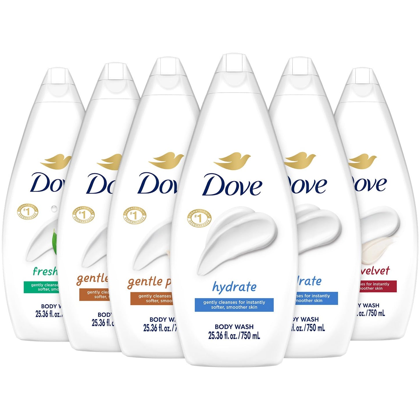 Dove Paquete de 6 productos de gel corporal variados – Hidra