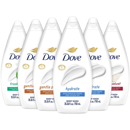 Dove Paquete de 6 productos de gel corporal variados – Hidra