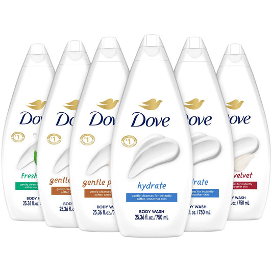 Dove Paquete de 6 productos de gel corporal variados – Hidra