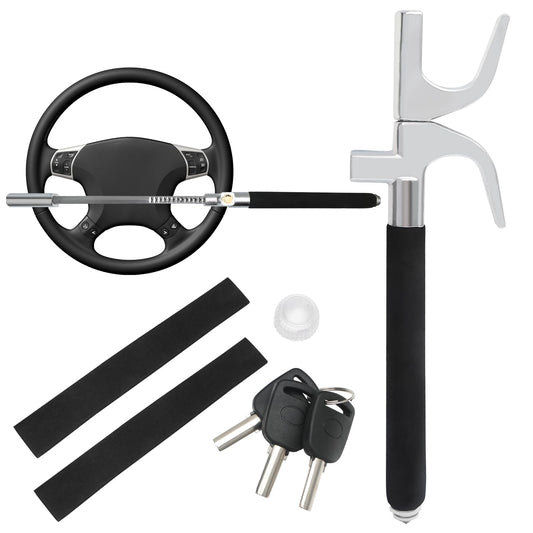 MaySpare Cerradura antirrobo para volante, cerradura retráct