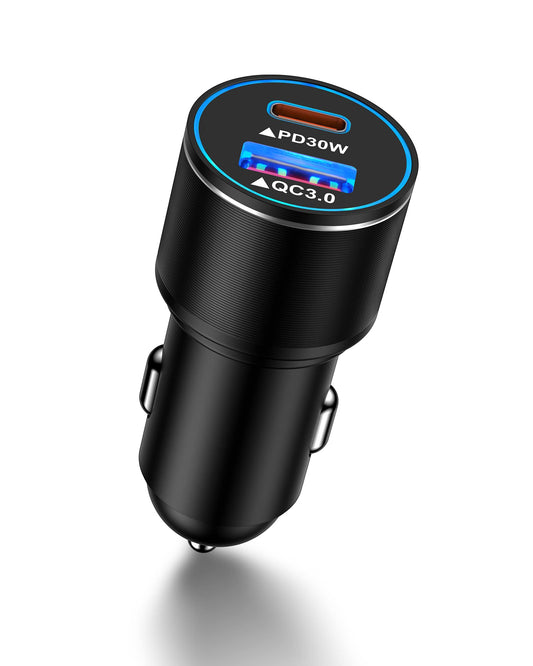 Toma USB de 12 voltios, 30 W + 18 W, cargador de coche USB C