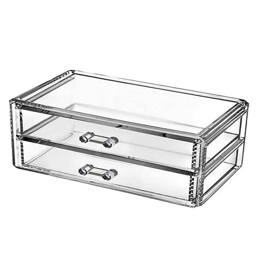 Organizador de maquillaje de acrílico transparente con 2 caj