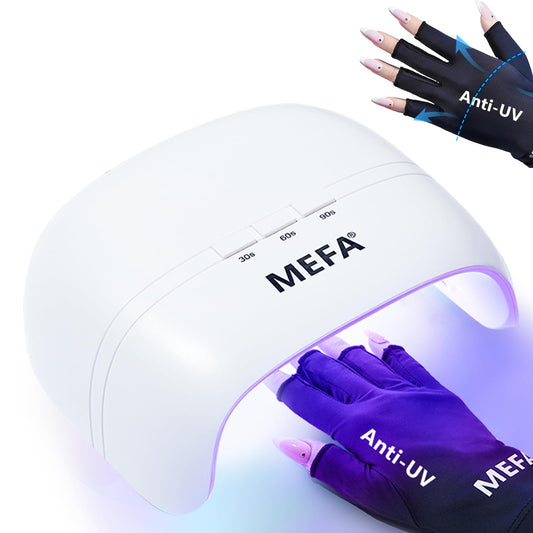 MEFA Lámpara de uñas UV con guantes UV, luz de 72 W para uña