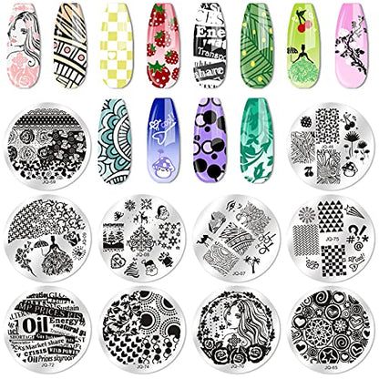 Biutee Kit de placa de estampado de uñas, 2 sellos de uñas,