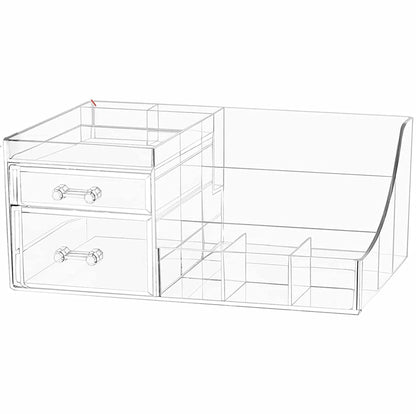 SuoXing Organizador de maquillaje acrílico con 2 cajones, or