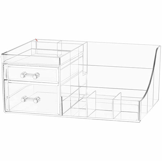 SuoXing Organizador de maquillaje acrílico con 2 cajones, or