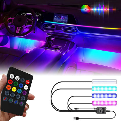 Luces interiores LED para automóvil, puerto USB, tira de luz