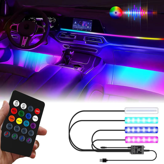 Luces interiores LED para automóvil, puerto USB, tira de luz