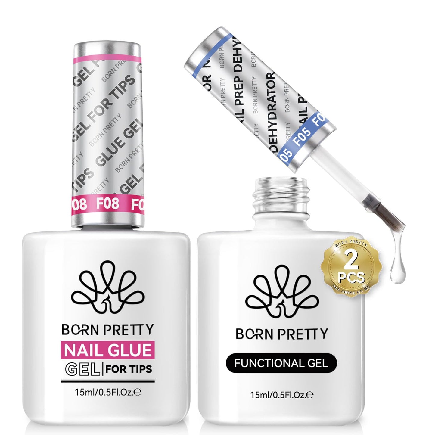Born Pretty Juego de pegamento deshidratador de uñas y punta