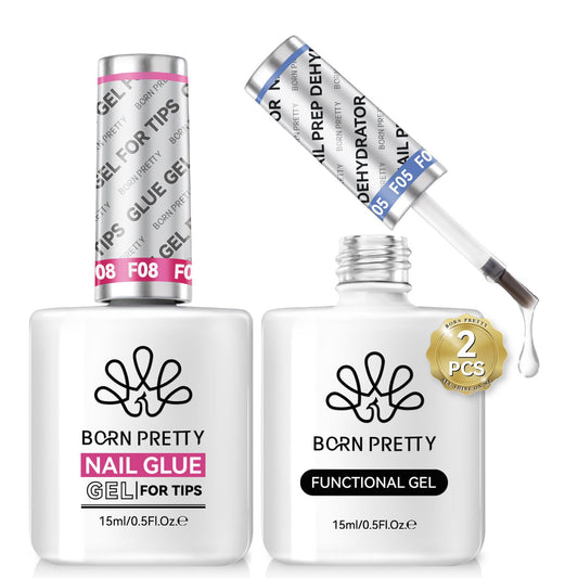 Born Pretty Juego de pegamento deshidratador de uñas y punta
