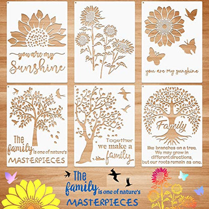 Zonon Juego de plantillas de girasol de 6 piezas, plantillas