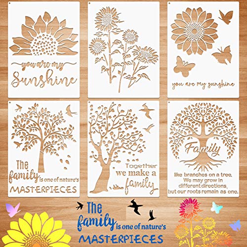 Zonon Juego de plantillas de girasol de 6 piezas, plantillas