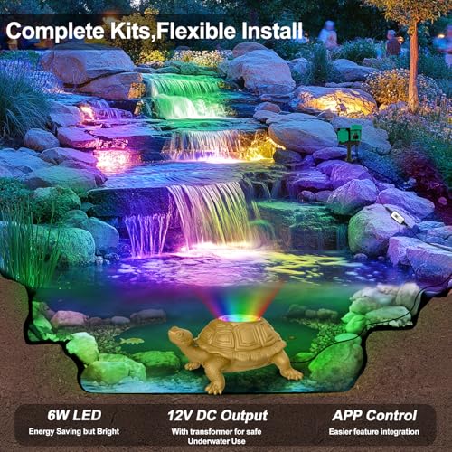 Pond Light LED Underwater with 12V Transformer, 6W Turtle Po