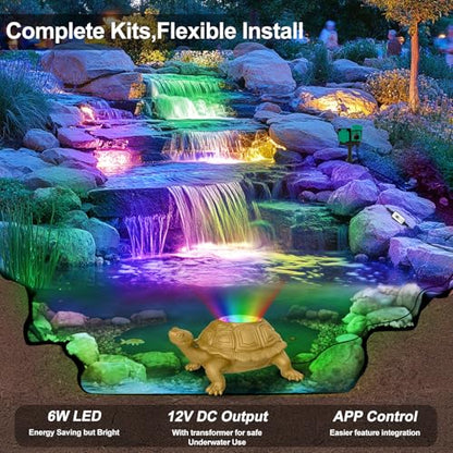 Pond Light LED Underwater with 12V Transformer, 6W Turtle Po