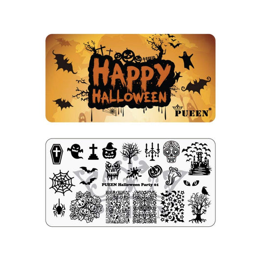PUEEN placa de estampado para nail art - Fiesta Halloween 01