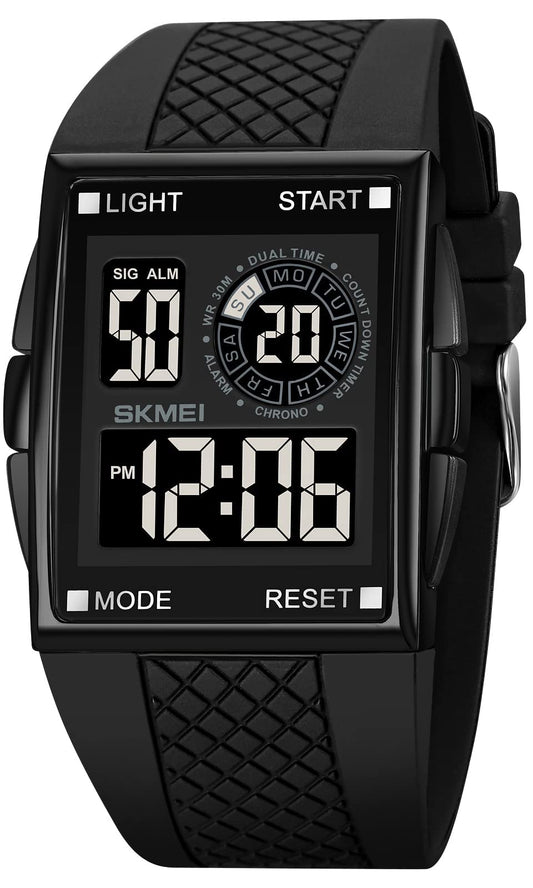 XCZAP Reloj deportivo digital cuadrado luminoso para hombre,